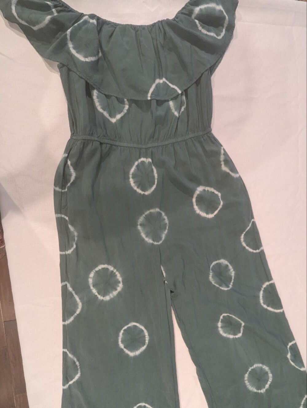 JODIFL Olive Green Off-Shoulder Tie-Dye Wide-Leg Jumpsuit